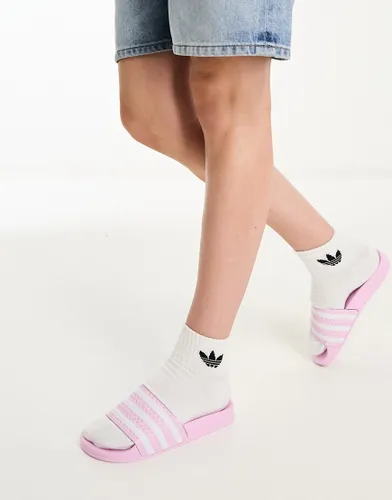 adidas Originals Adilette slides in pink and white