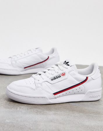adidas Originals Continental 80 trainers in white and red