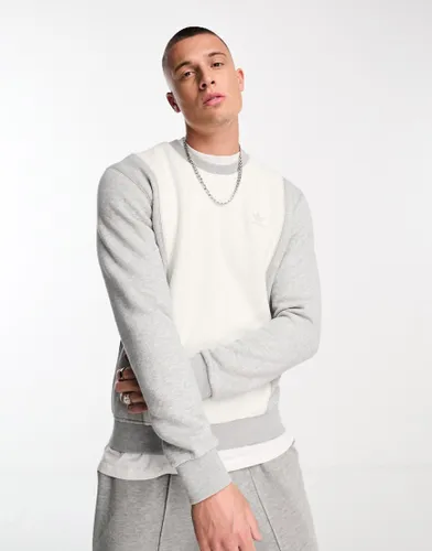 adidas Originals Essentials+ small logo cut and sew sweatshirt in grey marl