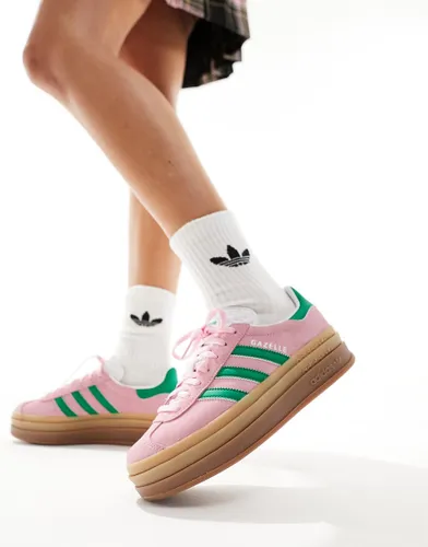adidas Originals Gazelle Bold trainers in pastel pink and green