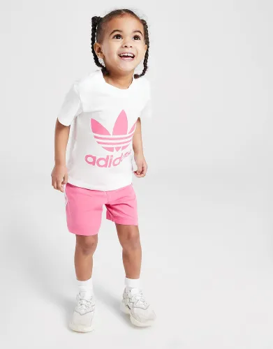 adidas Originals Girls' Trefoil T-Shirt/Shorts Set Infant - Pink Fusion