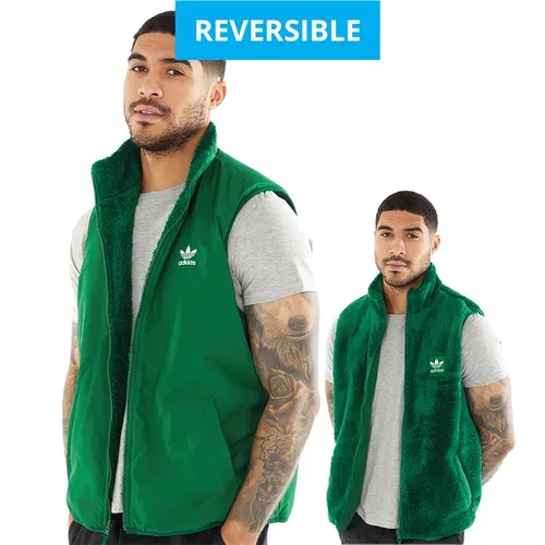 adidas Originals Mens Essentials+ Reversible Fleece Vest Dark Green