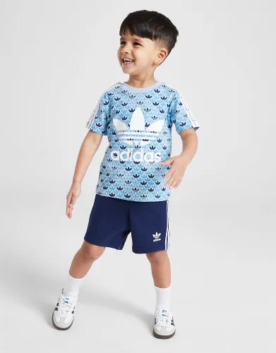 adidas Originals Mono All Over Print T-Shirt/Shorts Set Infant - Blue