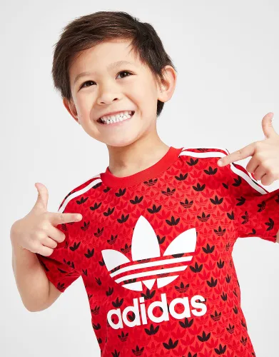 adidas Originals Monogram Print T-Shirt/Shorts Set Children - RED