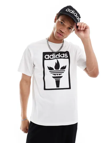 adidas Originals Olympics Torch graphic t-shirt in white