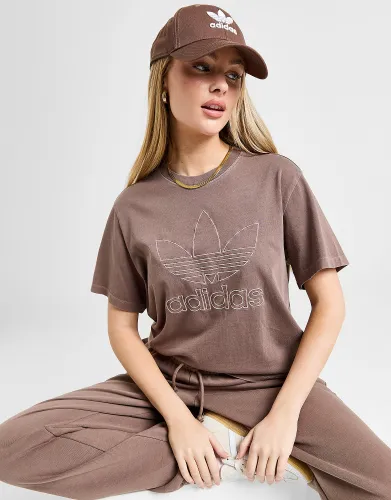 adidas Originals Outline Wash T-Shirt - Brown - Womens