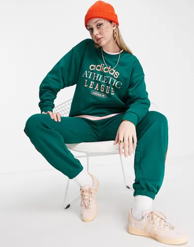 adidas Originals 'Retro Luxury' slogan sweat in green
