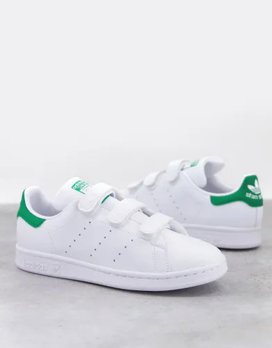 adidas Originals Strap Stan Smith trainers in white and green - WHITE