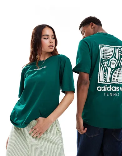 adidas Originals Tennis unisex graphic t-shirt with back print in green