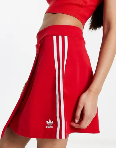 adidas Originals three stripe wrap skirt in scarlet-Red