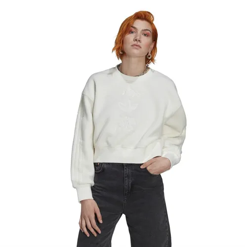 adidas Originals Womens Graphic Polar Fleece Sweatshirt Off White
