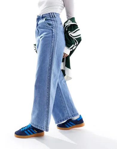 adidas Originals x Ksenia Schnaider three stripe jeans in washed denim-Blue