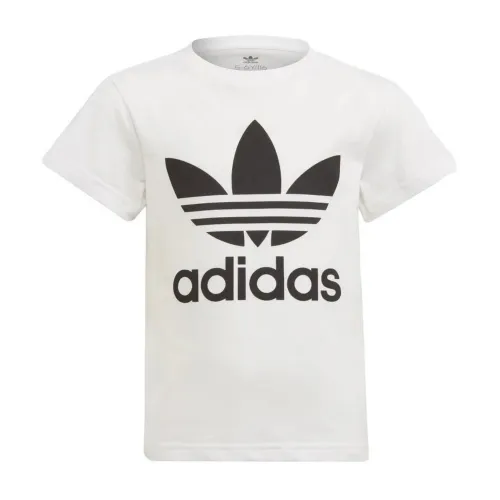 Adidas , Short Sleeve T-Shirt with Logo Print ,White male, Sizes: