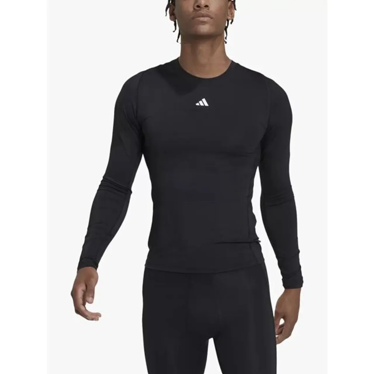 adidas Techfit Long Sleeve Compression Gym Top - Black - Male