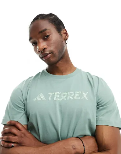 adidas Terrex logo t-shirt in sage green-Silver