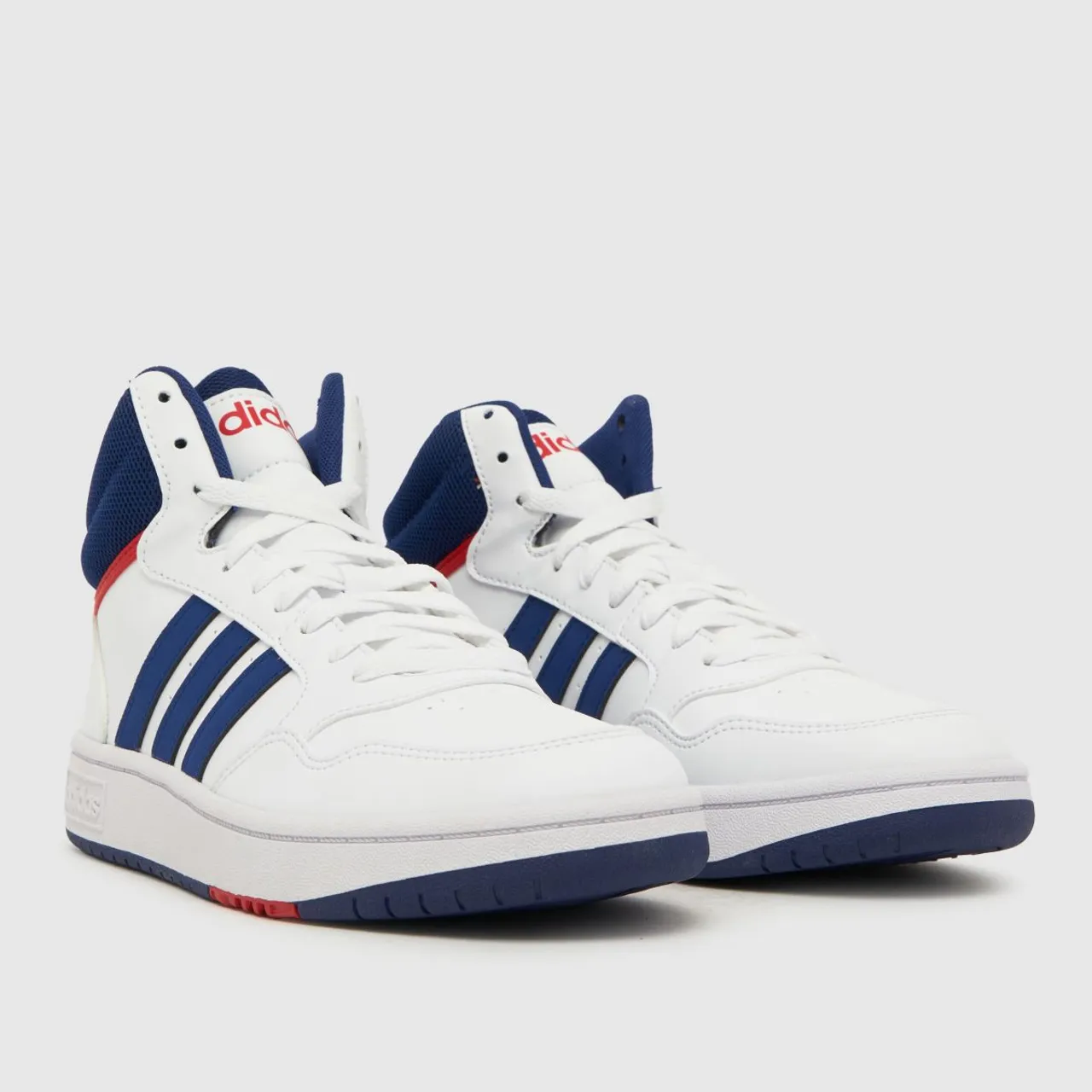 Adidas White & Navy Hoops Mid 3.0 Boys Youth Trainers