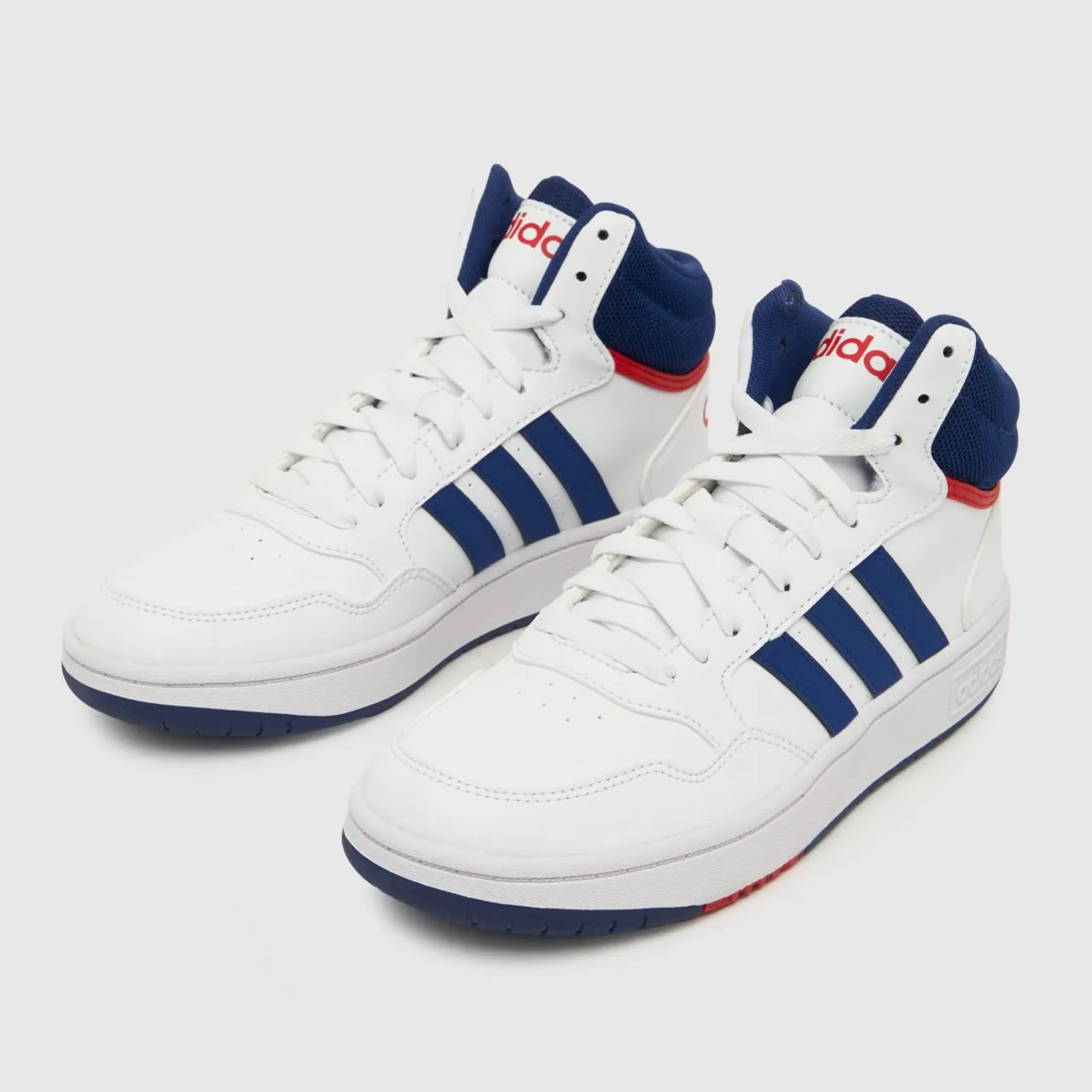 Adidas White & Navy Hoops Mid 3.0 Boys Youth Trainers