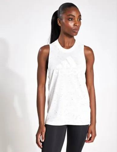 Adidas Womens Future Icons Winners 3.0 Crew Neck Vest Top - L - Soft White, Soft White,Light Purple