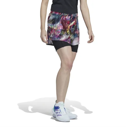 adidas Womens Melbourne Aeroready Graphic 2 In 1 Tennis Skirt Multi Color/Black