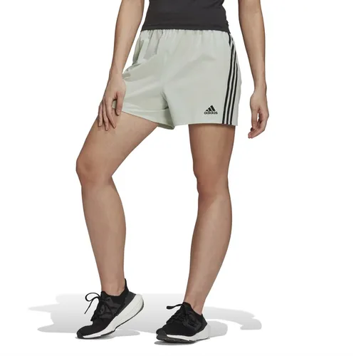 adidas Womens Trainicons Aeroready 3-Stripes Woven Shorts Linen Green