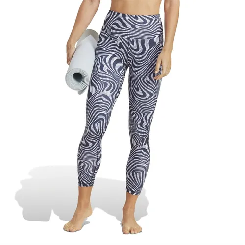adidas Womens Yoga Essentials Aeroready Printed 7/8 Tight Leggings Legacy Ink/Silver Violet