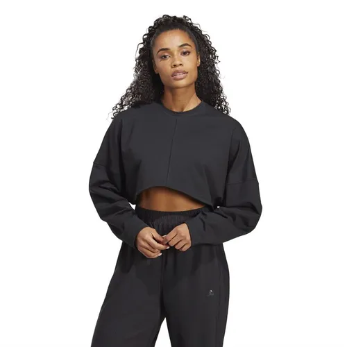 adidas Womens Yoga Studio Aeroready Cropped Sweatshirt Black