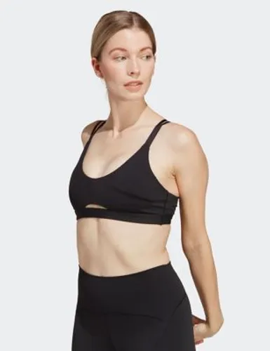 Adidas Womens Yoga Studio Luxe Light Support Sports Bra - XLA-C - Black, Black,White