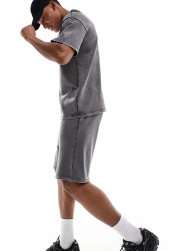 ADPT oversized sweat short co-ord in washed grey