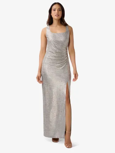 Adrianna Papell Foil Jersey Maxi Dress, Gold - Light Gold - Female