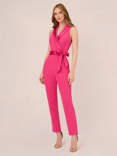 Adrianna Papell Knit Crepe Tuxedo Jumpsuit, Cabaret Pink - Cabaret Pink - Female