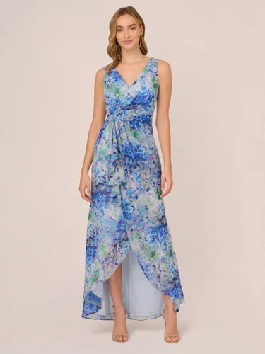Adrianna Papell Metallic Floral Maxi Dress, Blue/Multi - Blue/Multi - Female