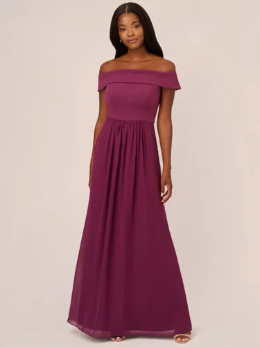 Adrianna Papell Off Shoulder Crepe Chiffon Maxi Dress, Cassis - Cassis - Female
