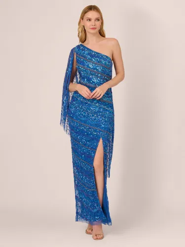 Adrianna Papell One Shoulder Beaded Maxi Dress, Blue Horizon - Blue Horizon - Female