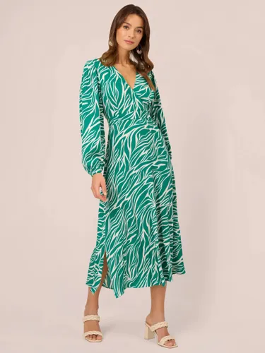 Adrianna Papell Printed Midi Dress, Green/Ivory - Green/Ivory - Female