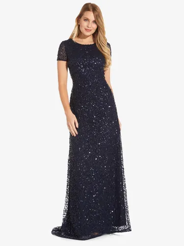 Adrianna Papell Sequin Scoop Back Maxi Dress - Navy - Female