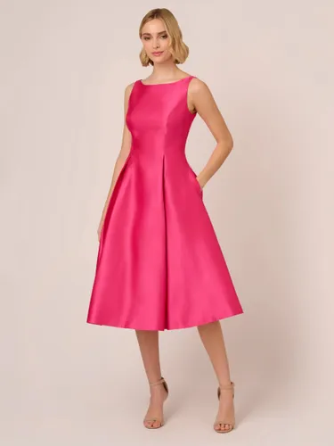 Adrianna Papell Sleeveless Midi Cocktail Dress, Electric Pink - Electric Pink - Female
