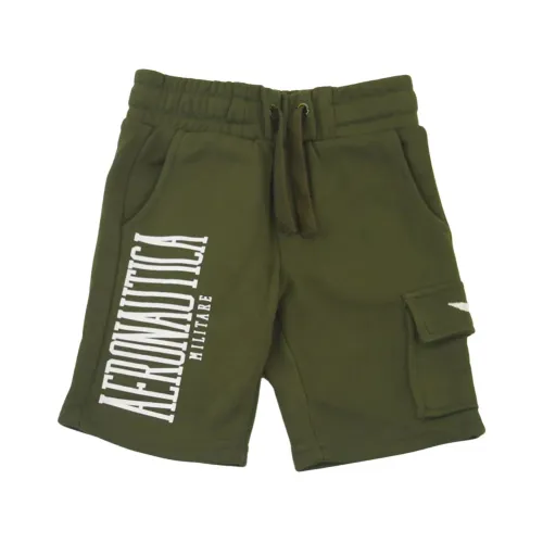 Aeronautica Militare , Cargo Bermuda Shorts with Print ,Green male, Sizes: