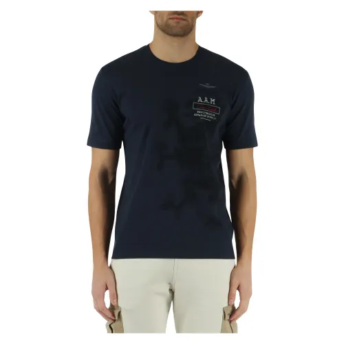 Aeronautica Militare , Cotton T-shirt with Front Logo Embroidery ,Blue male, Sizes: