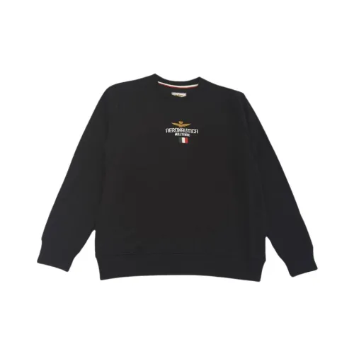 Aeronautica Militare , Embroidered AM Sweatshirt ,Black male, Sizes: