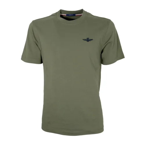 Aeronautica Militare , Green Cotton Jersey T-Shirt Ts2065 ,Green male, Sizes: