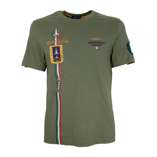 Aeronautica Militare , Tricolor Arrows Short Sleeve T-Shirt Green ,Green male, Sizes: