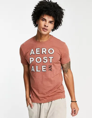 Aeropostle large logo t-shirt in brown