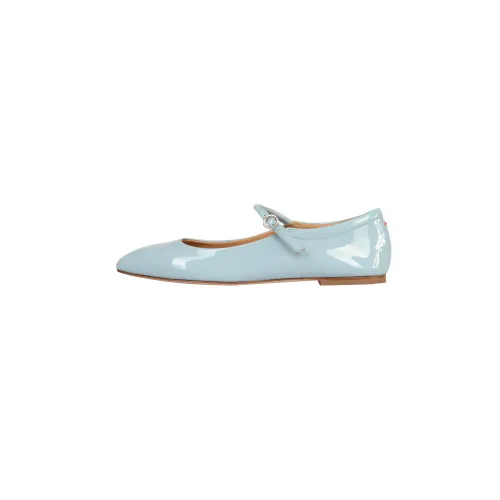 aeyde , Patent Leather Flat Shoes Powder Blue ,Blue female, Sizes:
