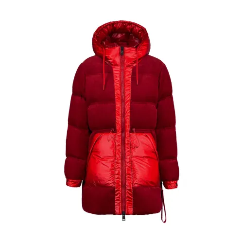 Afterlabel , Red Velvet Puffer Coat ,Red female, Sizes: