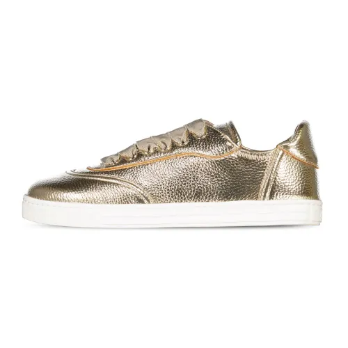 AGL , Shiny Leather Sneakers ,Yellow female, Sizes: