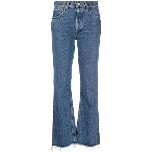 Agolde , Raw-Cut Straight-Leg Denim Jeans ,Blue female, Sizes: