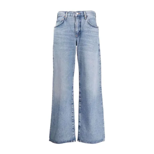 Agolde , Relaxed Wide-Leg Fusion Denim Jeans ,Blue female, Sizes: