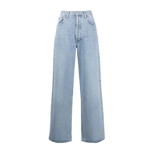 Agolde , Slouchy Wide-Leg Stonewashed Denim Jeans ,Blue female, Sizes: