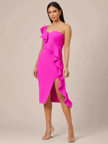 Aidan by Adrianna Papell Knit Crepe Cocktail Dress - Pink Flame - Female
