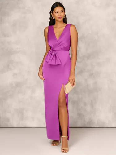 Aidan Mattox by Adrianna Papell Crepe Back Satin Column Maxi Dress, Wild Orchid - Wild Orchid - Female